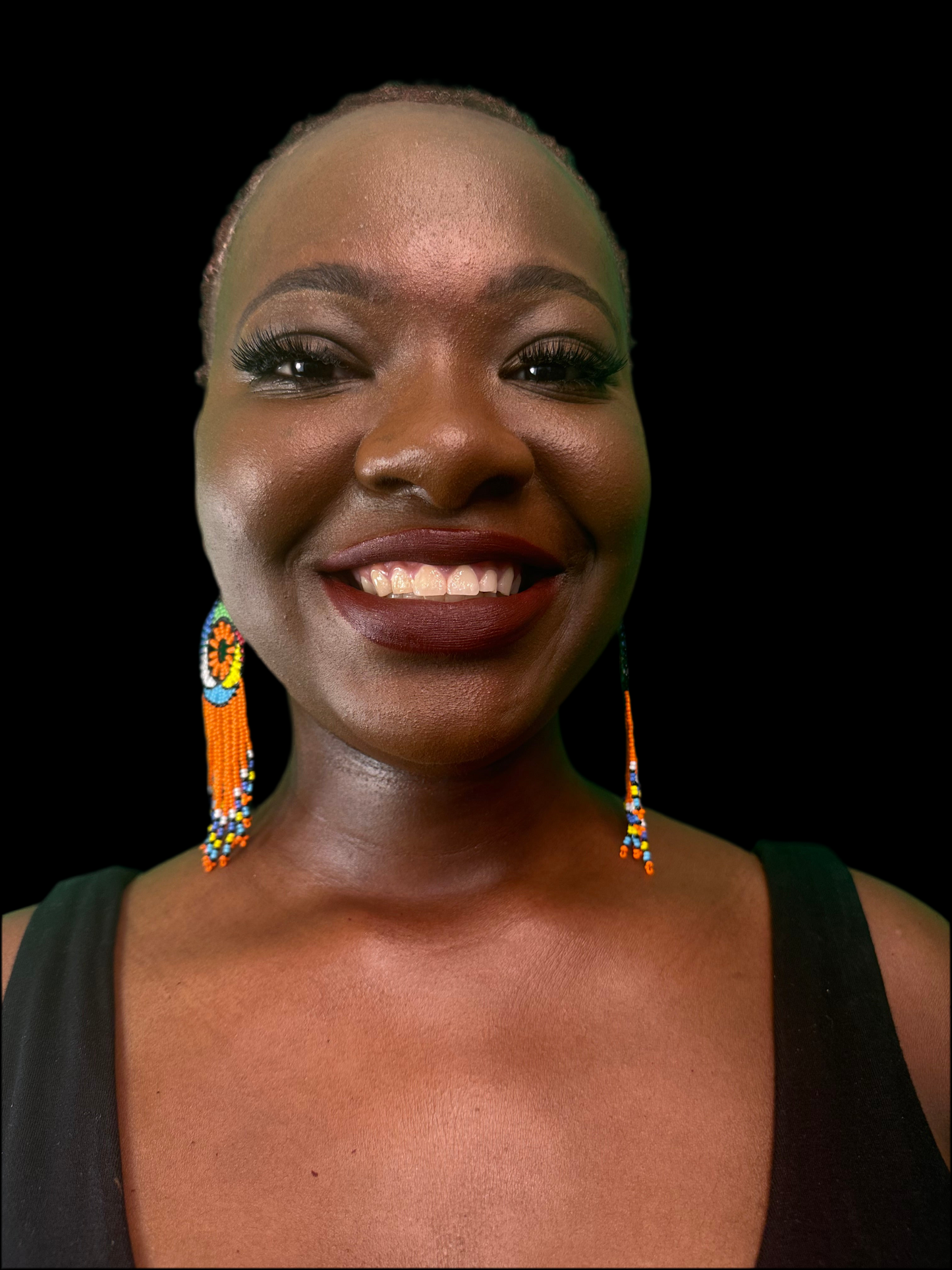 Joy Orange Dreamcatcher Beaded Earrings