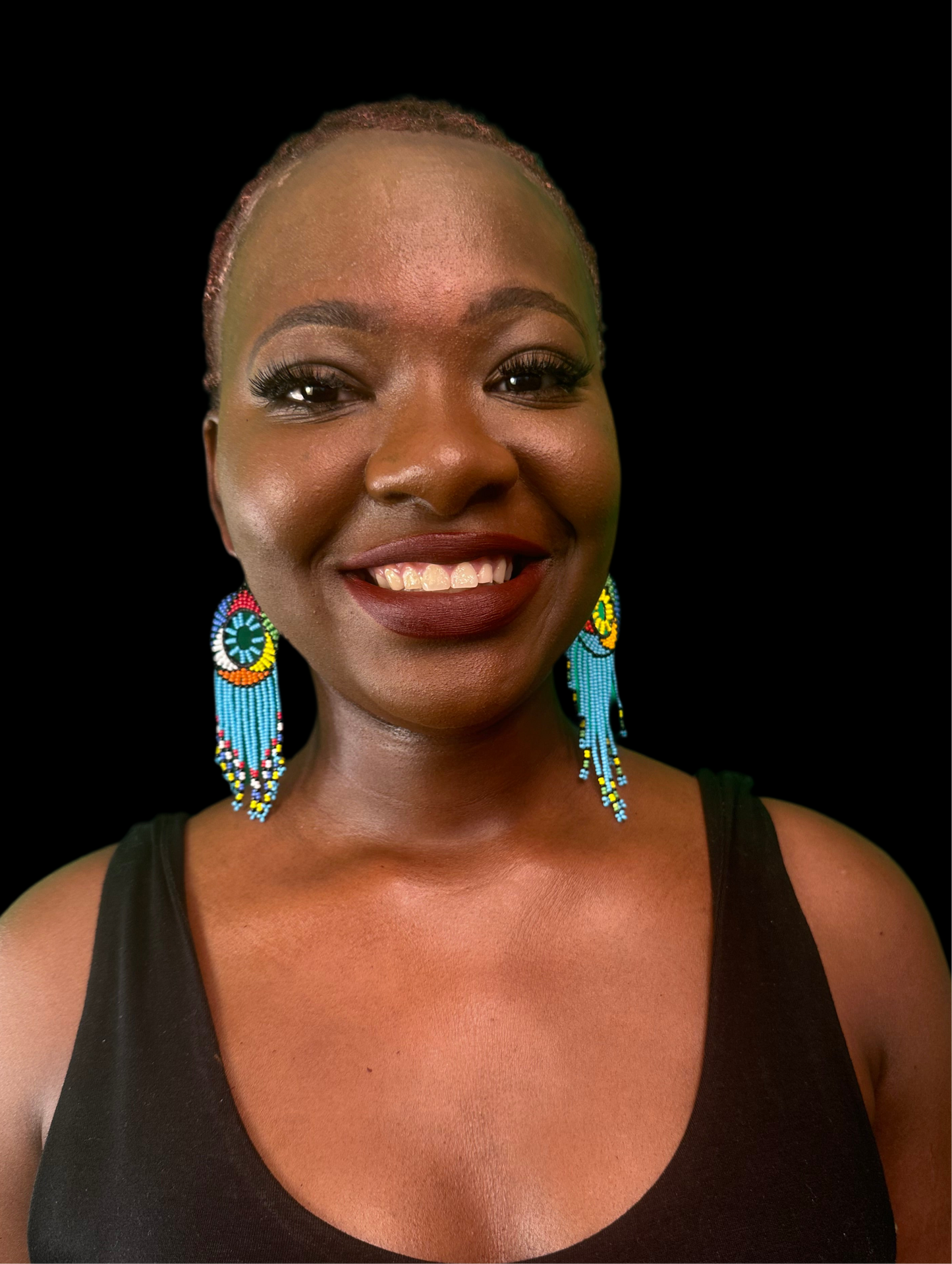 Energy Blue Dreamcatcher Beaded Earrings