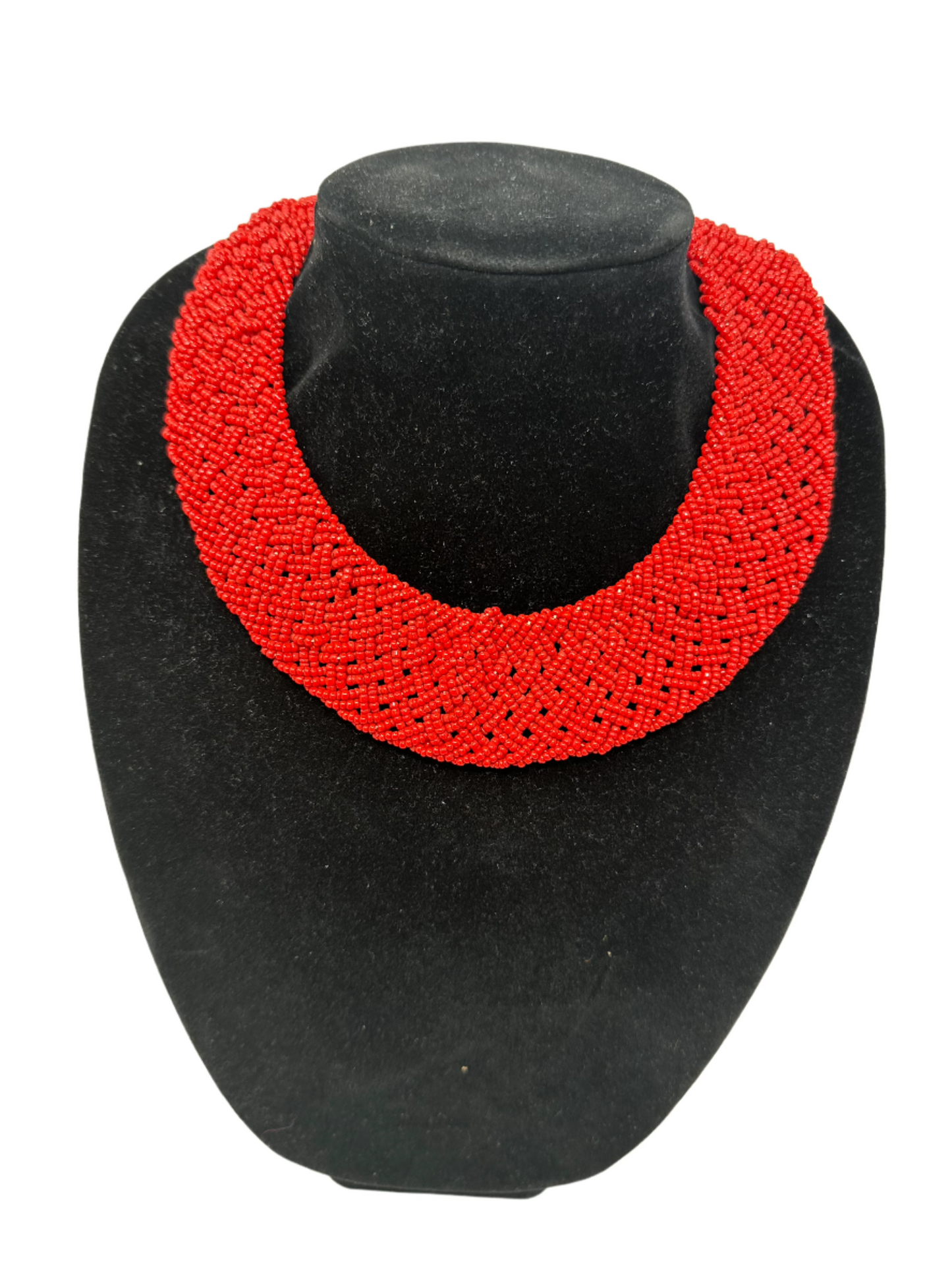 Passion Red Braided Beaded Necklace