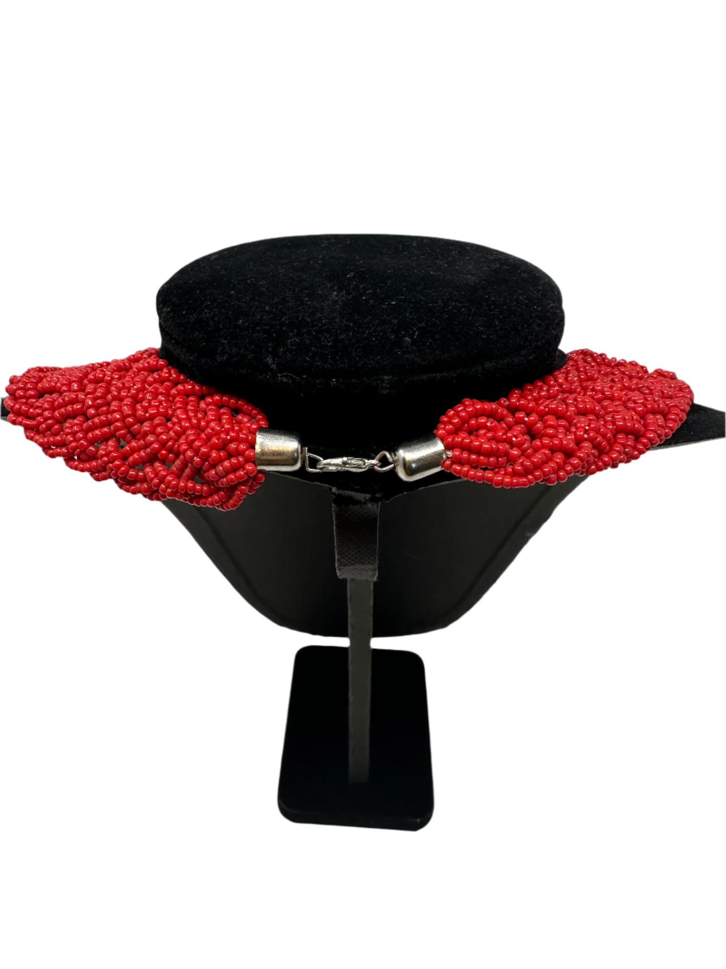 Passion Red Braided Beaded Necklace