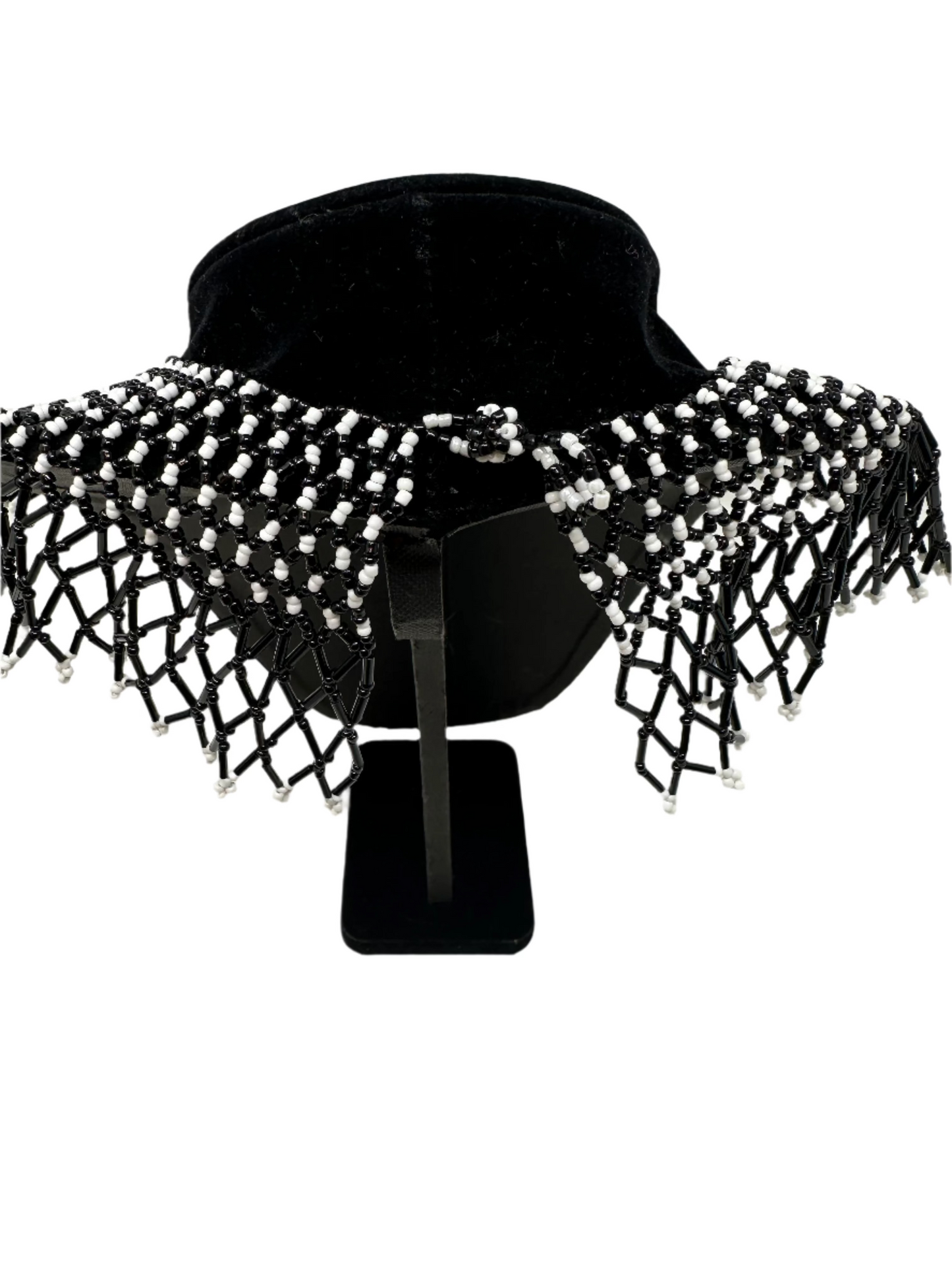 Serenity black & White Beaded Collar Necklace