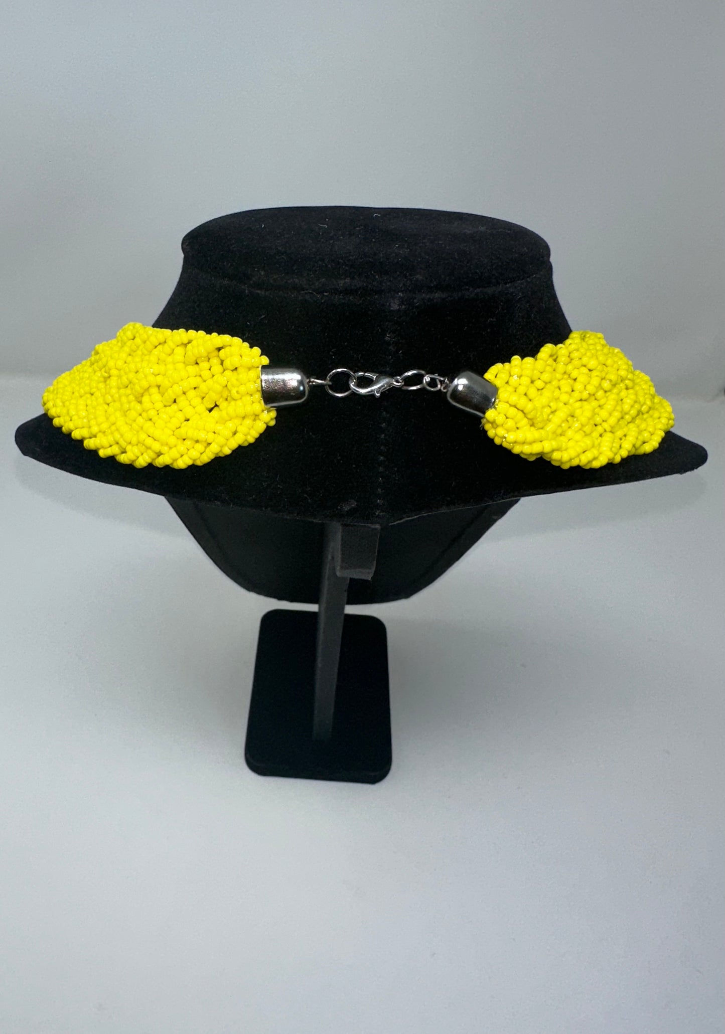 Happy Yellow Braided Beaded Necklace