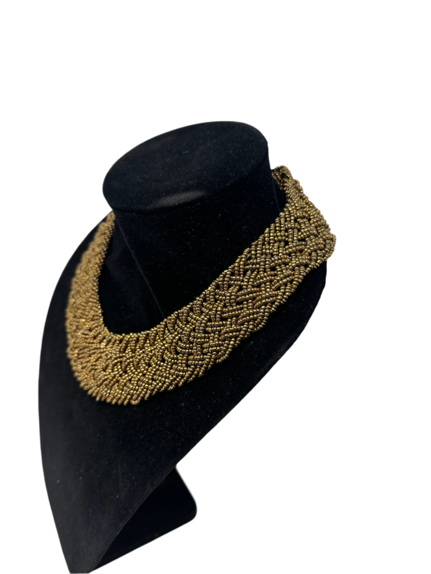 Abundance Gold Braided Beaded Necklace