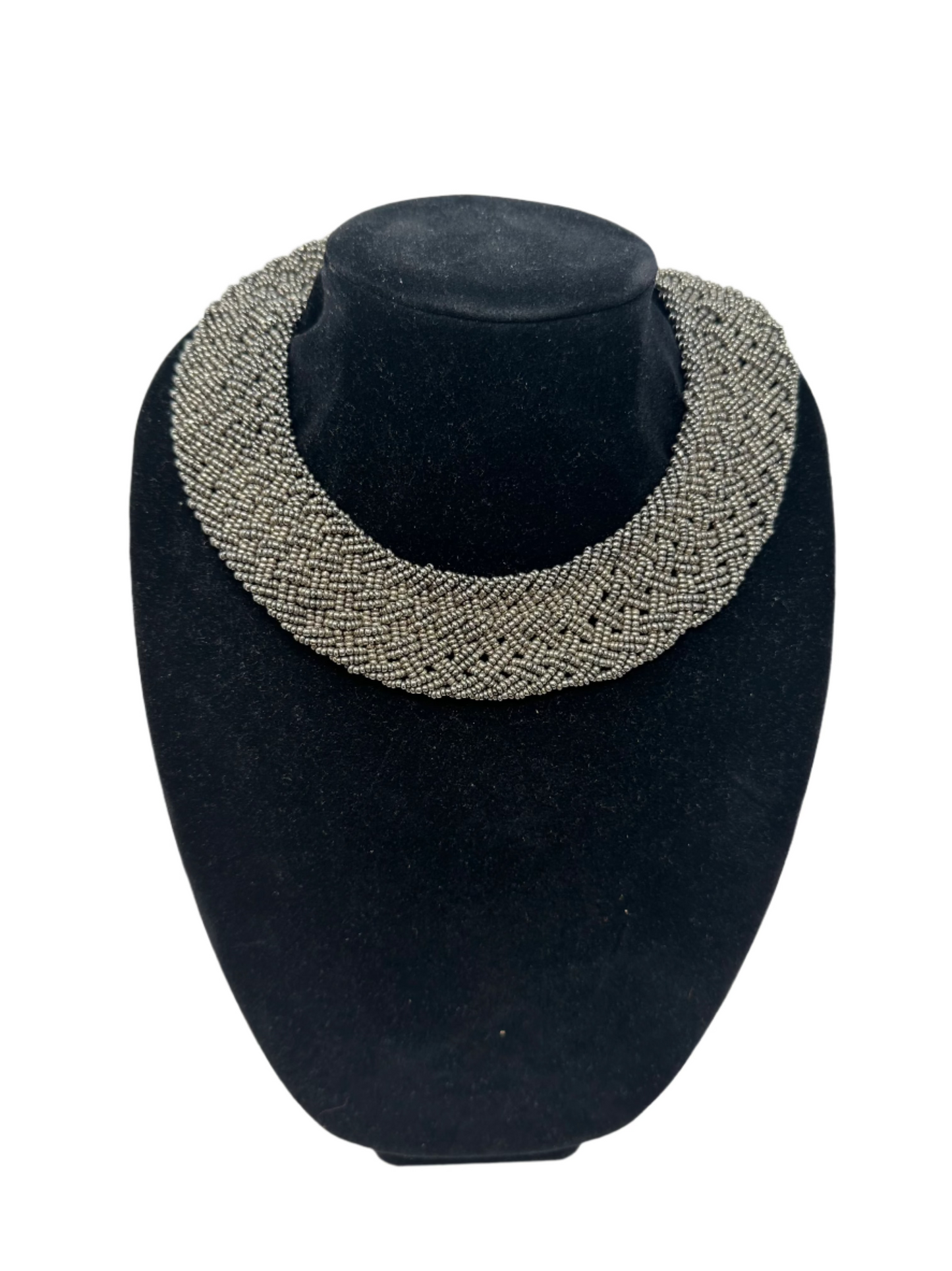 Balance Silver Braided Beaded Necklace