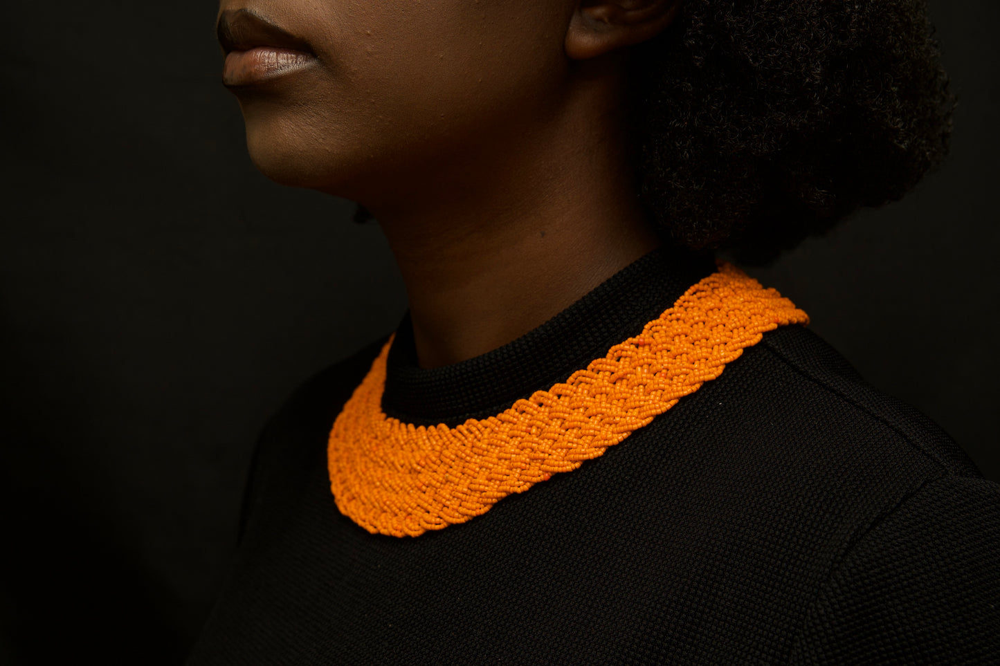 Joy Orange Braided Beaded Necklace
