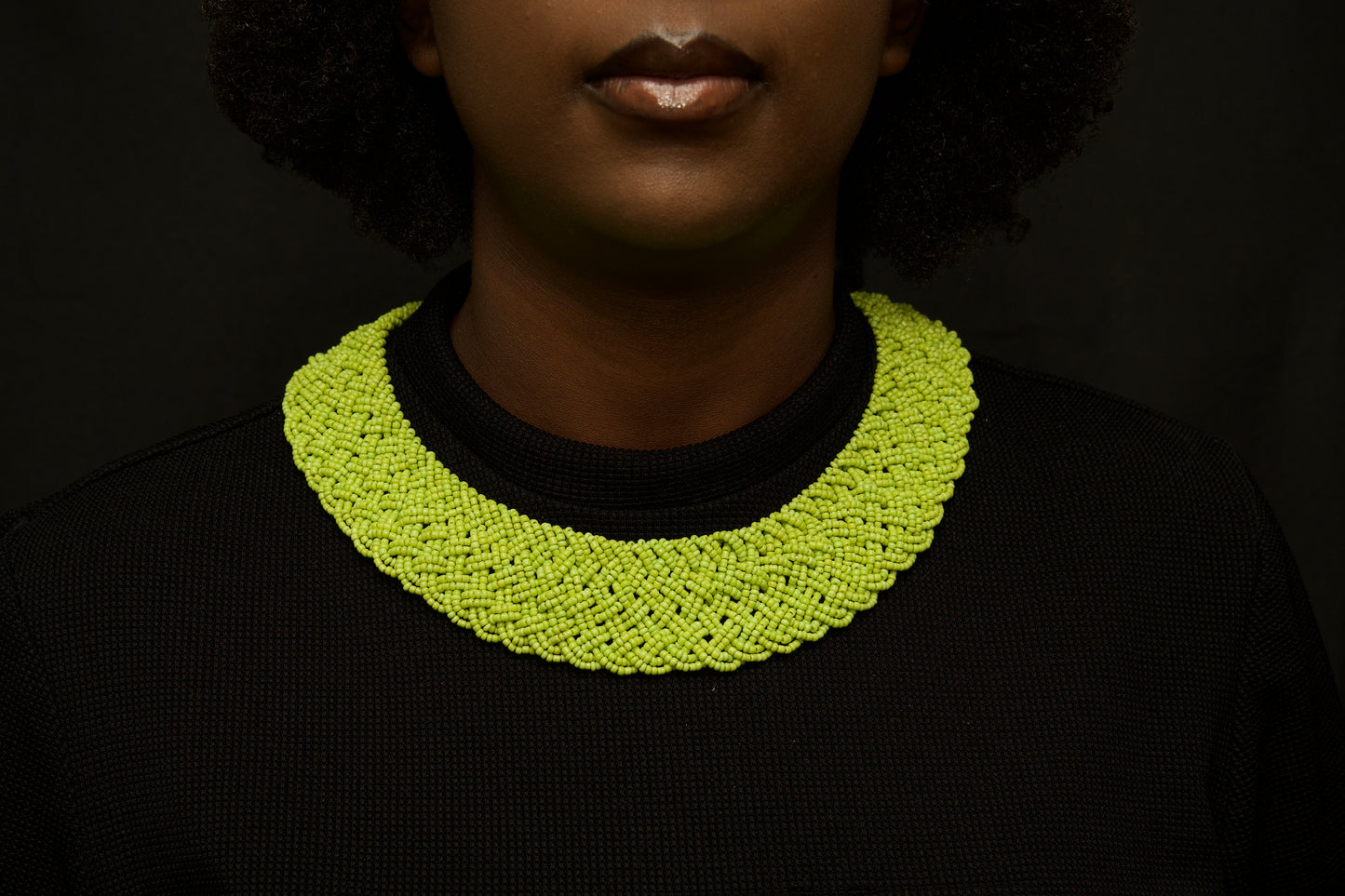 Confidence Green Braided Beaded Necklace