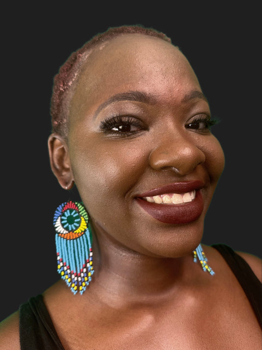 Energy Blue Dreamcatcher Beaded Earrings