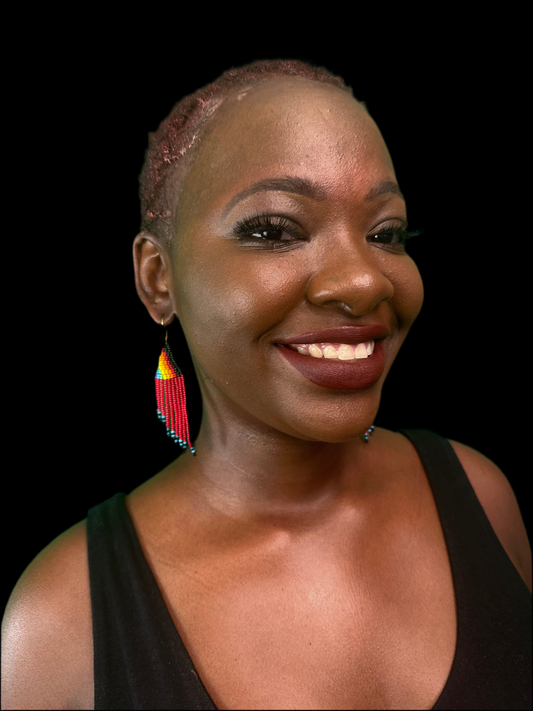 Beaded Red Fringe Earrings