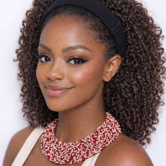 Clarity Red & White Braided Beaded Necklace