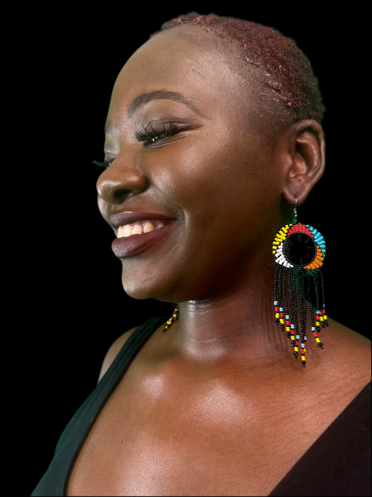 Beaded Black DreamCatcher Earrings