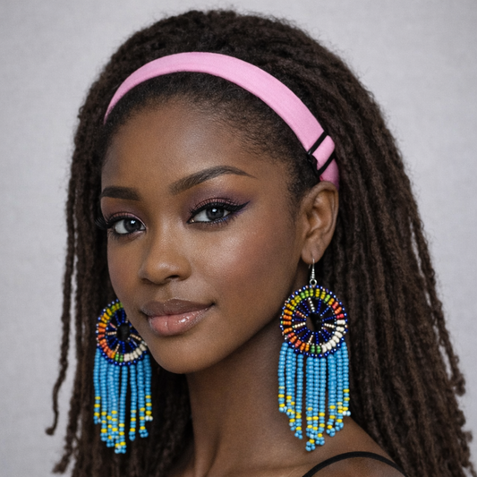 Energy Blue Dreamcatcher Beaded Earrings