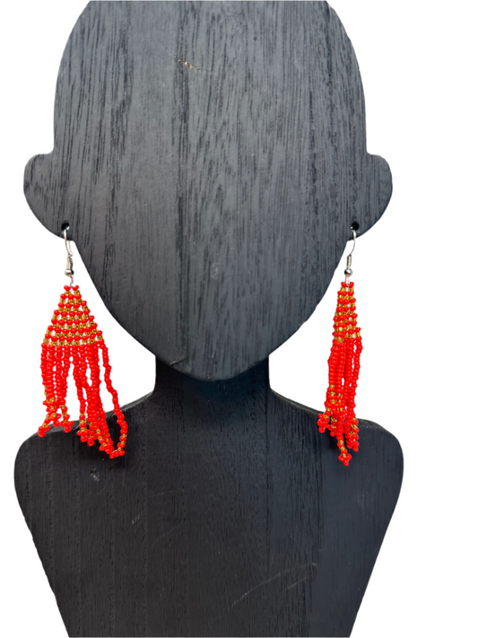 Red Fringe Earrings