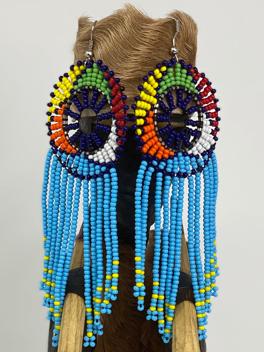 Energy Blue Dreamcatcher Beaded Earrings