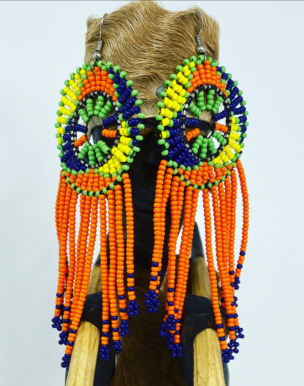 Joy Orange Dreamcatcher Beaded Earrings