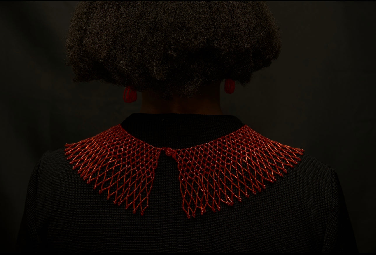 Passion Red Beaded Collar Necklace