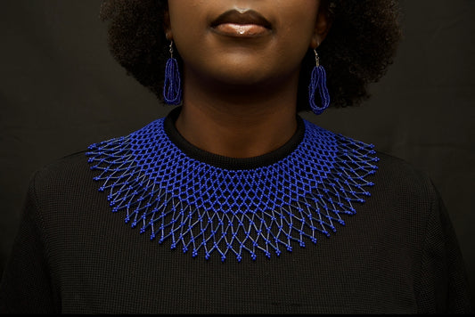 Energy Blue Beaded Collar Necklace