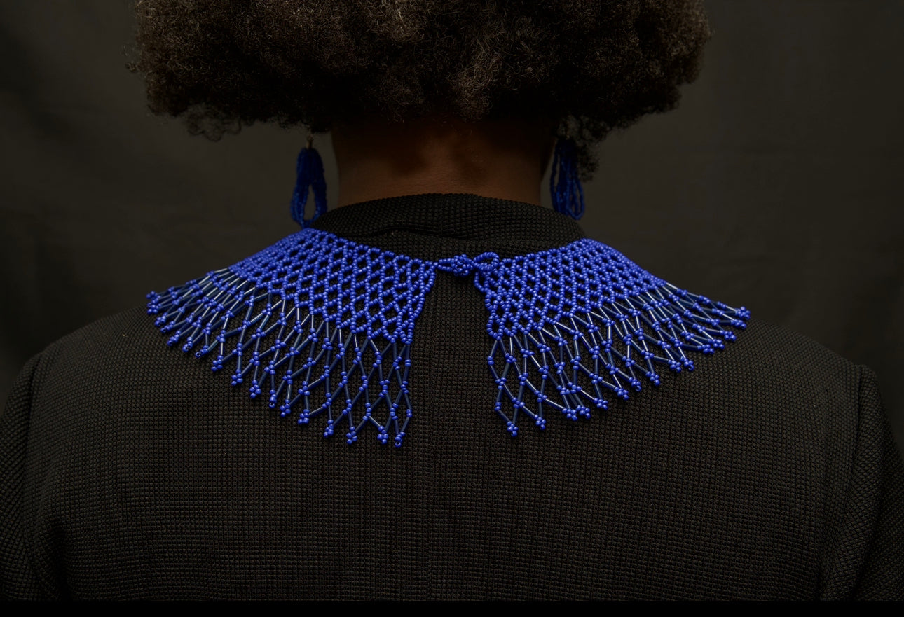 Energy Blue Beaded Collar Necklace