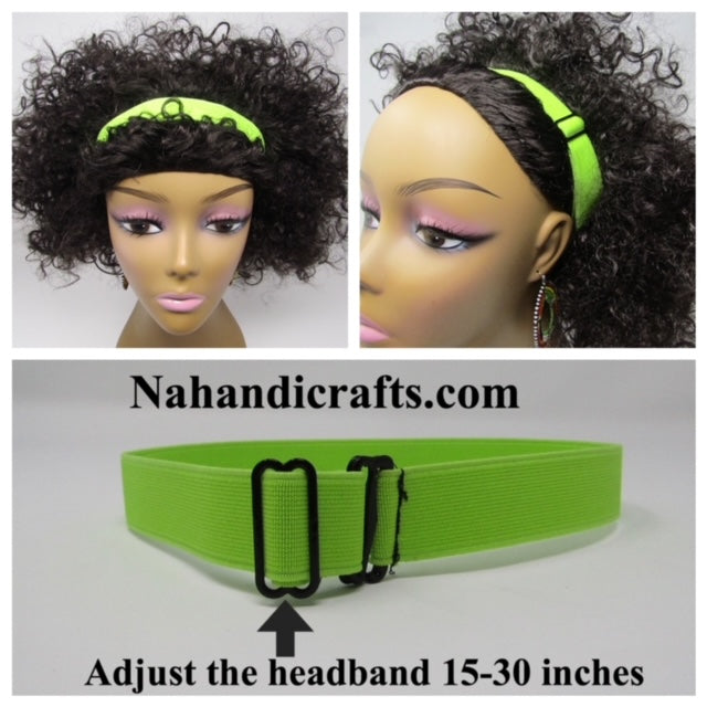 Green Adaptiband Headbands for Natural Hair - Adjustable 15 to 30 inches Non Slip Head Bands - Perfect Headband for Natural Hair Adjust To Fit 4C, Curly Hair, Locs, Sisterlocks, Afro Hairstyles