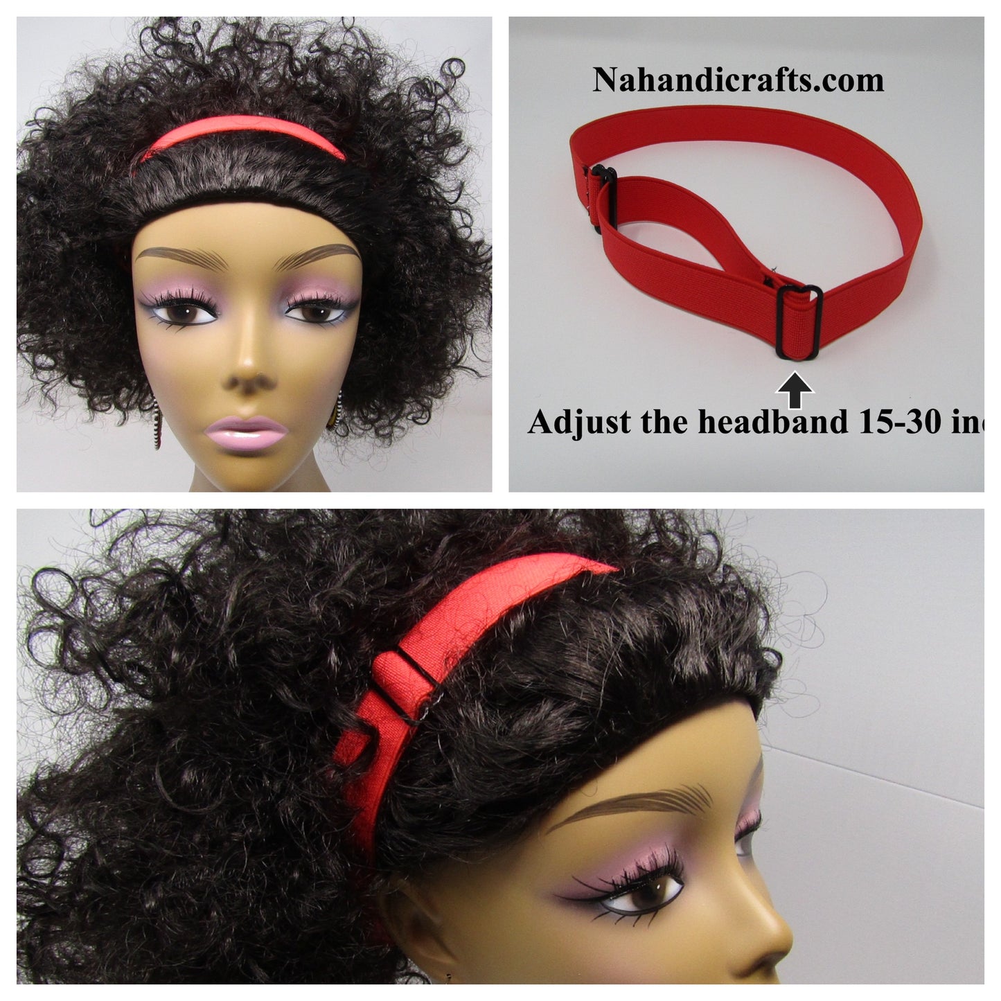 4 Adaptiband Headbands for Natural Hair - Adjustable 15 to 30 inches Non Slip Head Bands - Perfect Headband for Natural Hair Adjust To Fit 4C, Curly Hair, Locs, Sisterlocks, Afro Hairstyles