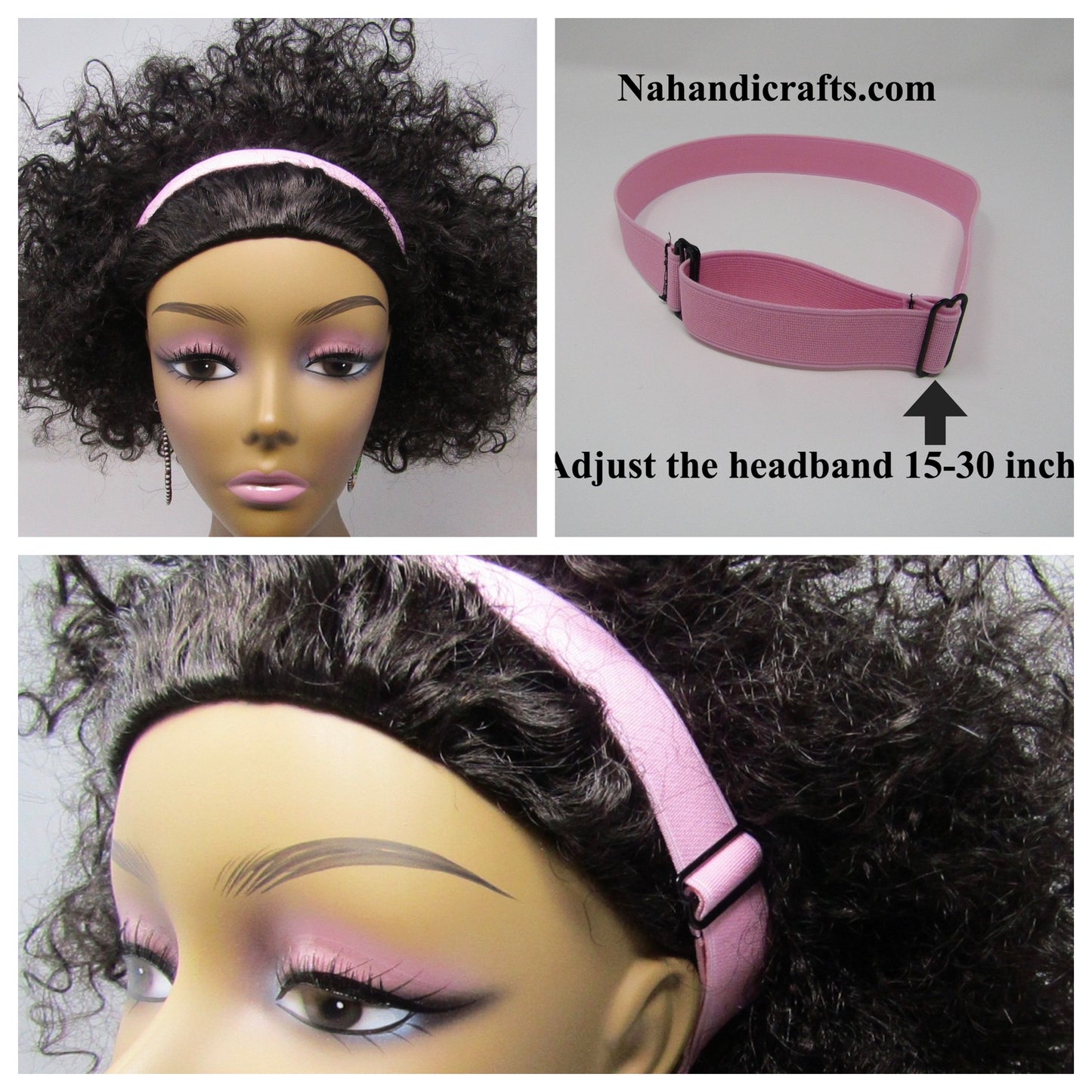 4 Adaptiband Headbands for Natural Hair - Adjustable 15 to 30 inches Non Slip Head Bands - Perfect Headband for Natural Hair Adjust To Fit 4C, Curly Hair, Locs, Sisterlocks, Afro Hairstyles